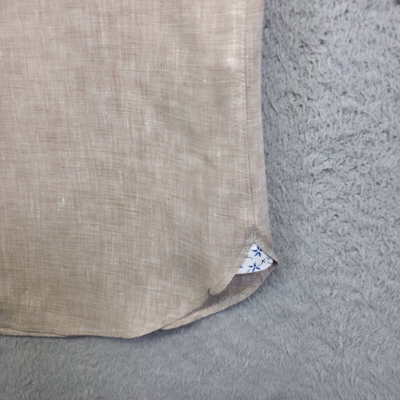 Joseph Abboud  Linen Shirt Mens XL Tan Textured Classic Coastal‎ Beach Vacation - Picture 3 of 12